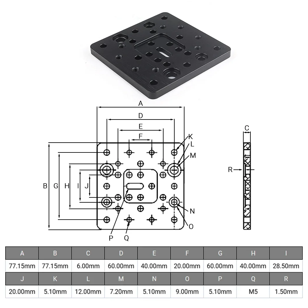 Openbuilds 6061-T5 6mm Thinckness C-beam Gantry Plate for 3D Printer parts Laser Robotics