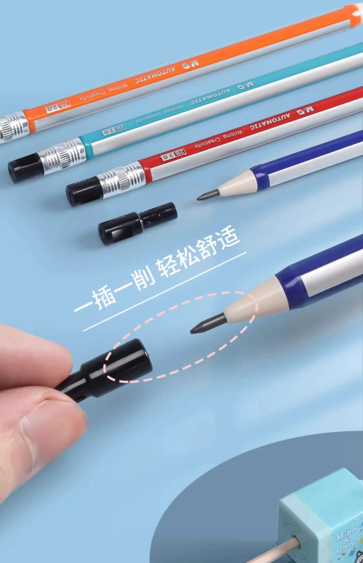 M&G 2,0 mm automatisches Bleistift-Set HB automatischer Studentenbleistift mit Bleistiftroller, Bleistiftmine, Schulstift, Kawaii, süßes Briefpapier – Detail 11