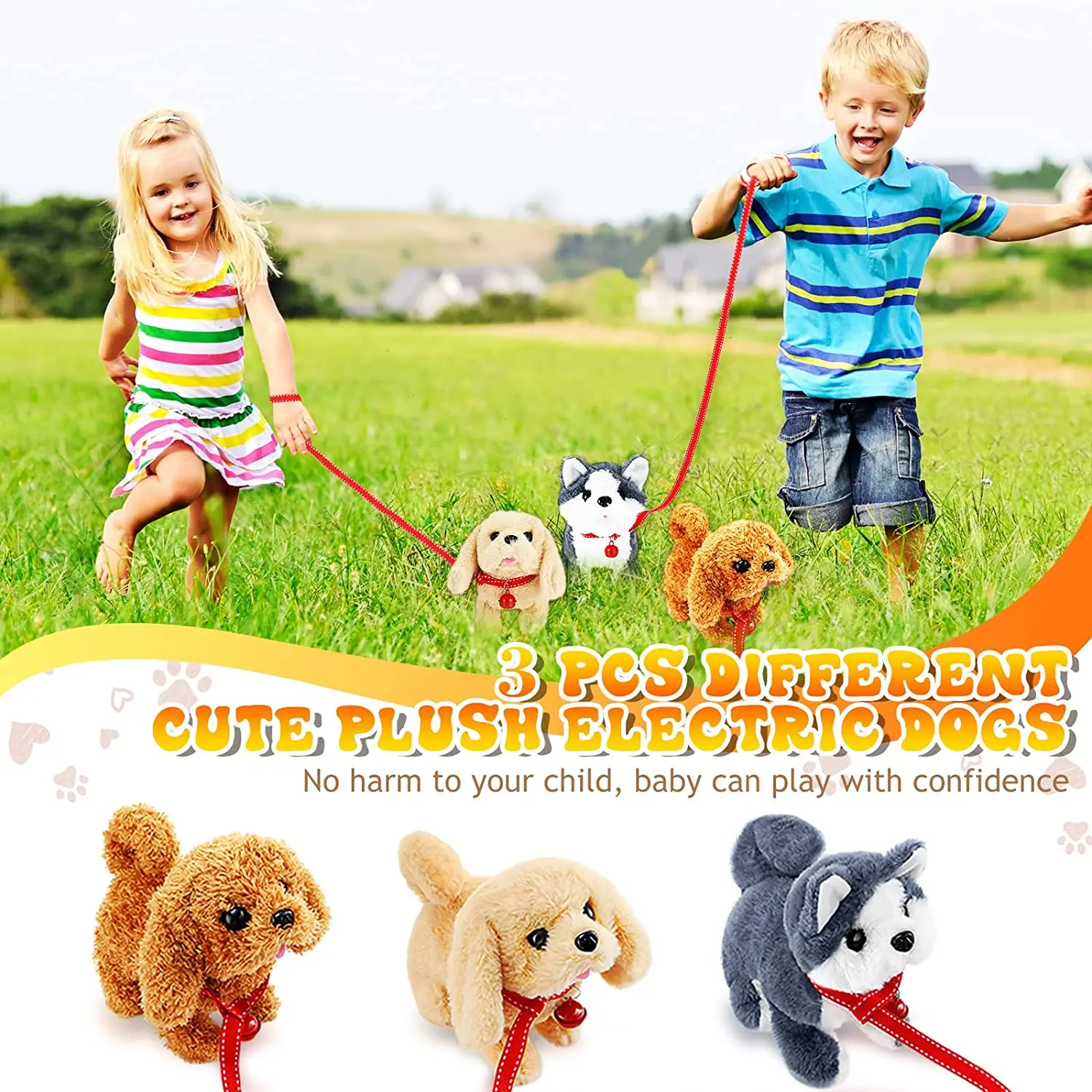 18CM Electric Simulation Puppy Plush Toys Interactive Dog Robot  Walking Barking Tail Wagging Toy for Kids Birthday Xmas Gift 5