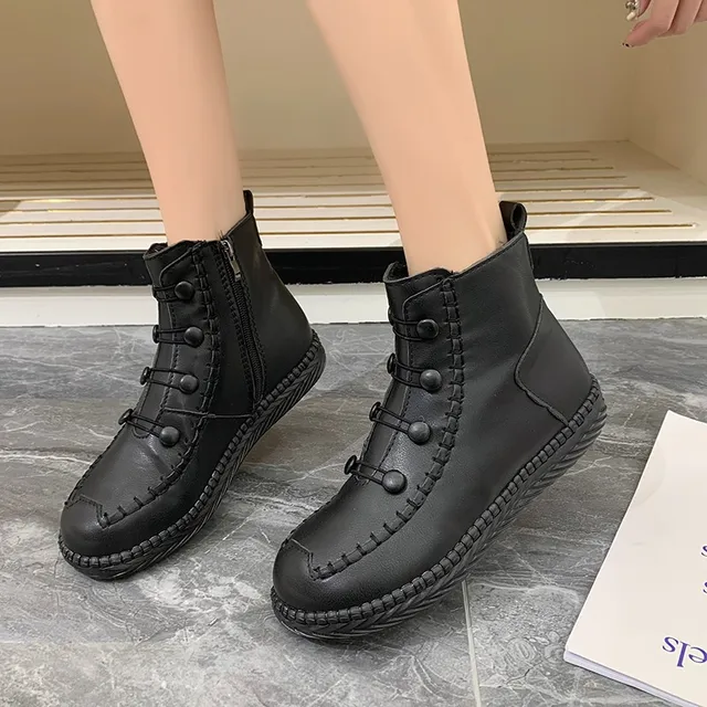 flat bottom leather boots