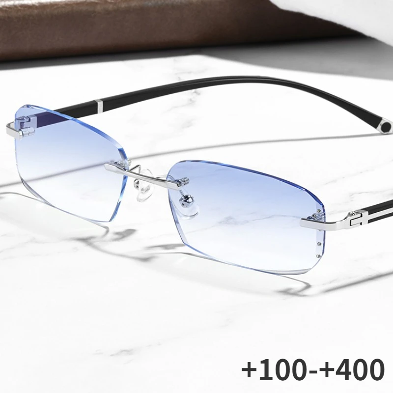 

New Cut Edge Presbyopic Glasses Frameless HD Anti Blue Presbyopic Glasses Men's Anti Fatigue Presbyopia Clear Glasses