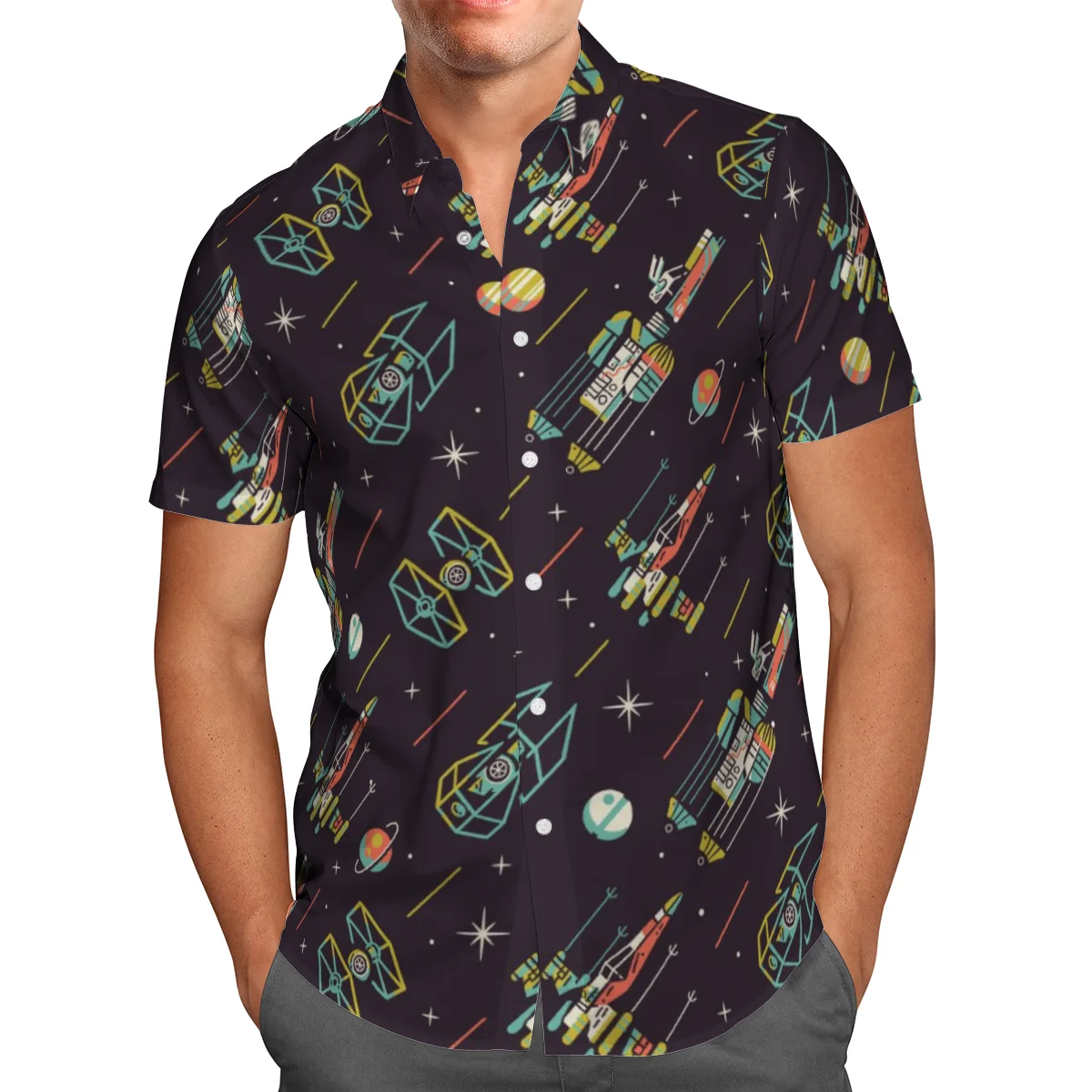 Black t Shirt, 3D Spacecraft, Hawaiian socks, Summer fashion men, large shirt, Homme Camisa Masculina S2