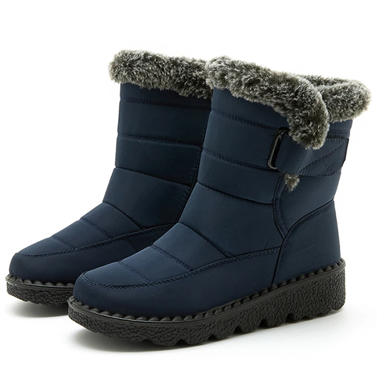Women Winter Boots - Korean Style Mid Calf Snow Boots With Fur Lining & Waterproof Design