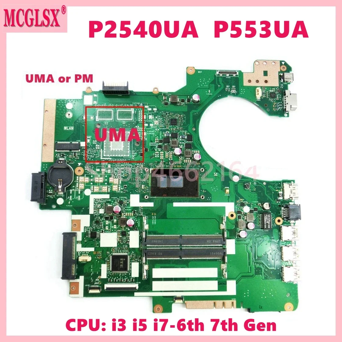 

P553UJ i3 i5 i7 CPU UMA/PM Mainboard For ASUS P553UA P553UJ P2540UA P2540UJ P2540UQ P2540UV P2540UB P2540U Laptop Motherboard