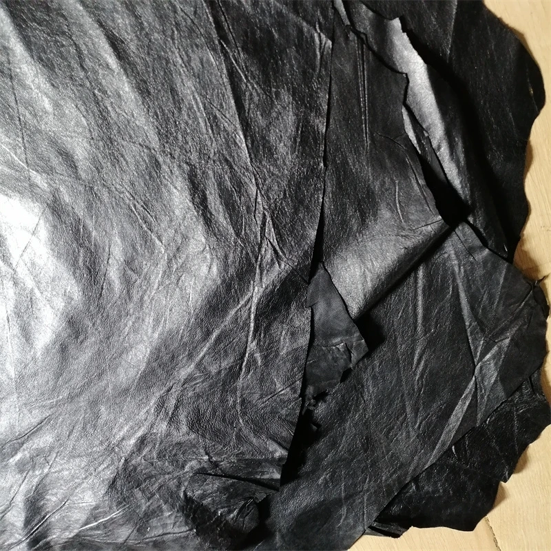 Ultra-Thin Black Sheepskin Leather Fabric - Premium First Layer Leather
