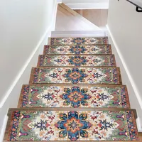 5/10pcs Stair Mat Scandinavian Printed Stair Step Tread Mats Household Dirty Resistant Silent Anti-slip Carpet Bohemian Style 1