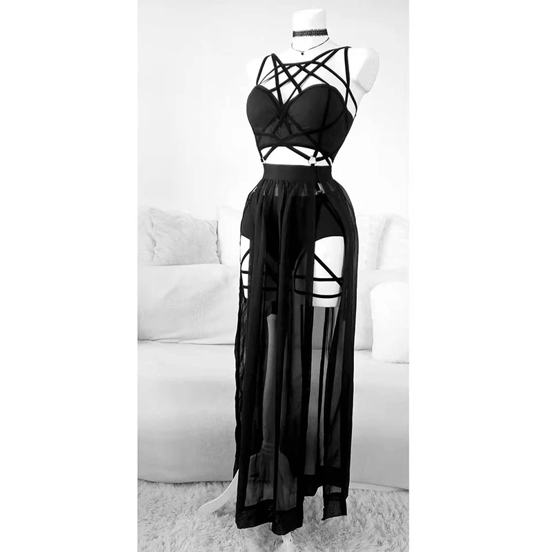 Three Sets Straps Dress Chest Pads Women Sleepwear Lingerie Underwear Set
