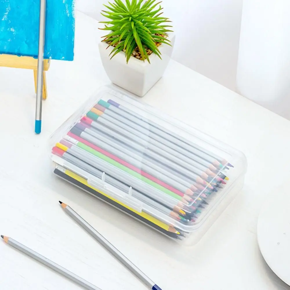 

Snap-tight Lid Transparent Plastic Pencil Box Durable Large Capacity Perspective Candy Color Eco-friendly School Supplies