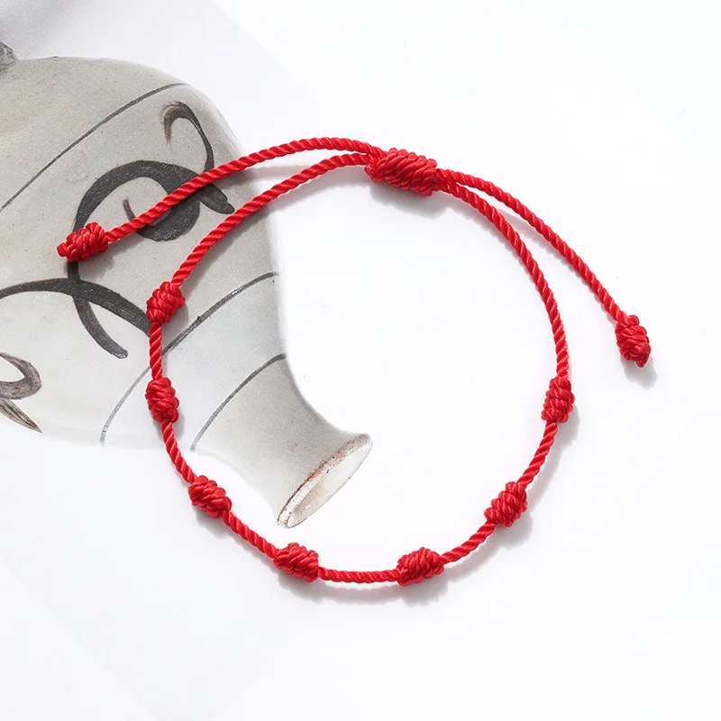 1/24pcs 7 Knots Red String Bracelets for Women Men Lucky Amulet Friendship Handmade Braid Rope Wristband Bracelet Jewelry Gift 5