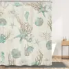 Nautical Coastal Shower Curtains Starfish Seashell Coral Reef Tropical Ocean Beach Marine Life Fabric Bathroom Decor with Hooks 5