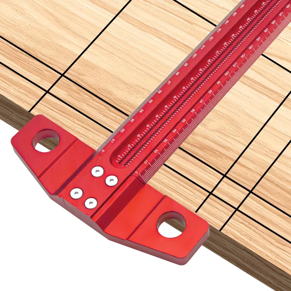 Righello A T In Acciaio JUNMEIDO 30 Cm - Preciso Per Lavorazione Legno, Con Fori Per Marcatura - Foto 6