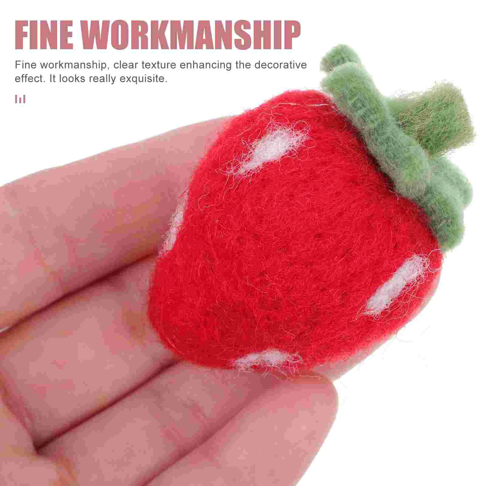 10 Pcs Wool Felting Crafts Wool Felting Crafts Strawberry Shape Felt Diy Making Hand Made Decorations Woolen naments