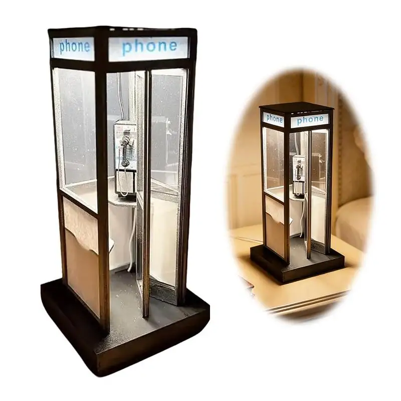 Tall Phonebooth Lamp, Classic With Warm LED Light, Phone Box Decorative Night Light 3