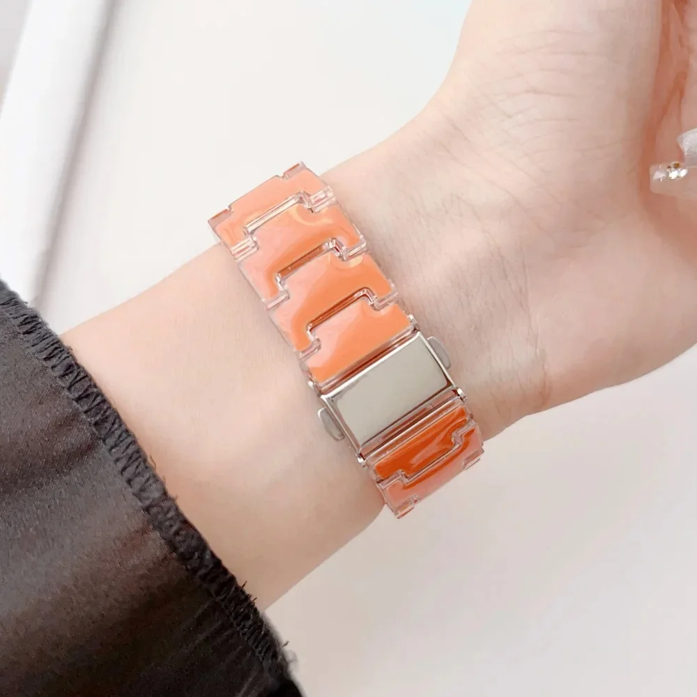 Rainbow Transparent Resin Watch Band Bracelet Accessory