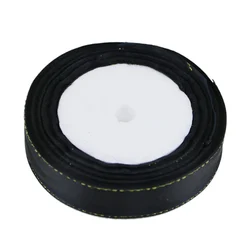 Premium Gold - Edged Satin Ribbon for Gift Packaging - 25 Yards, Assorted Widths (High Quality, Wholesale) (Black)