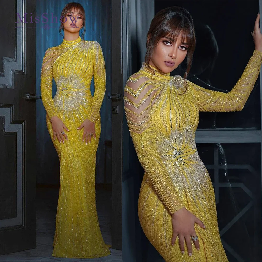Muslim Caramel Evening Dresses Gowns Luxury Beading Elegant Mermaid 2025 For Women Party LA70289