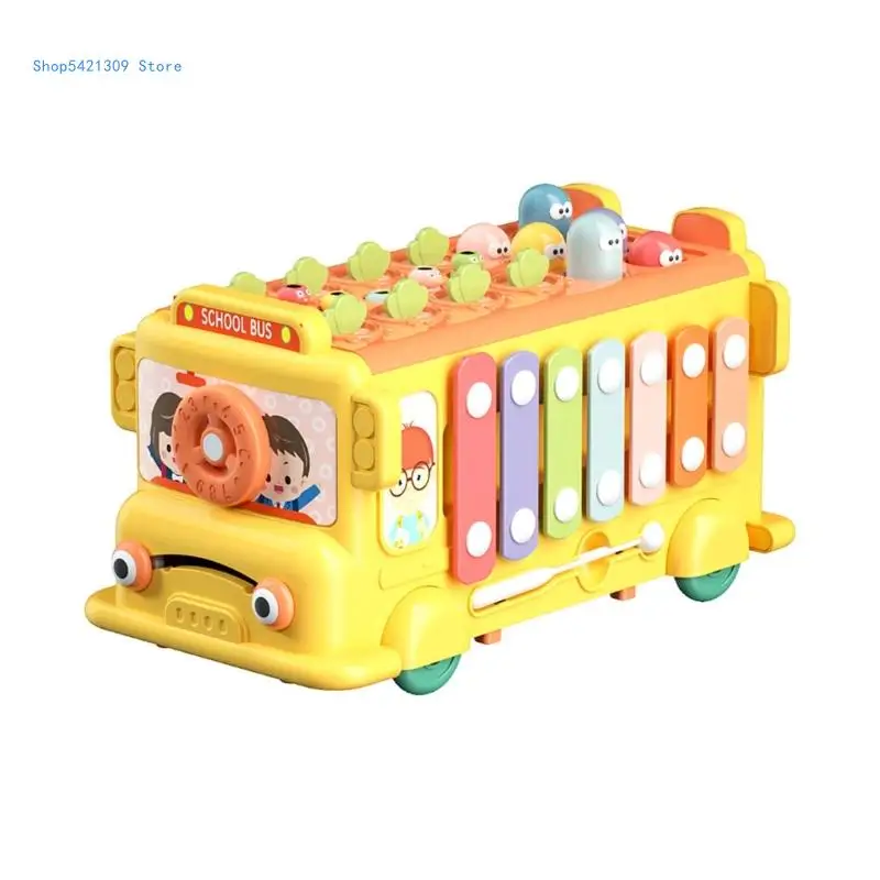 

85WA Школьный автобус Монтессори, многофункциональная игрушка-куб, подходящая по форме, игра для рыбалки, детская игрушка для
