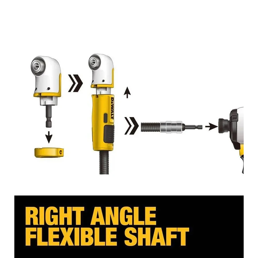 DEWALT in1 Right Angle Drill Adapter 385mm FlexTorq Hex Bit