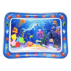 Blue Dolphin Inflatable Baby Play Mat - Early Education Water Activity Pad (Blue)
