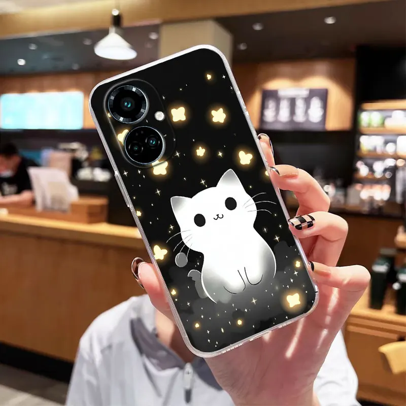 Shockproof Clear Soft Silicone Cat Design Phone Case Back Cover