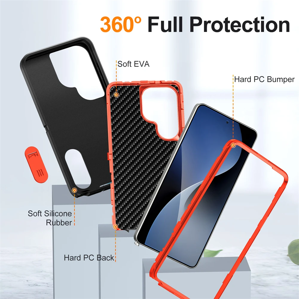 3-in-1 Shockproof Stand Case - Heavy Duty Rugged Hybrid Military Cover