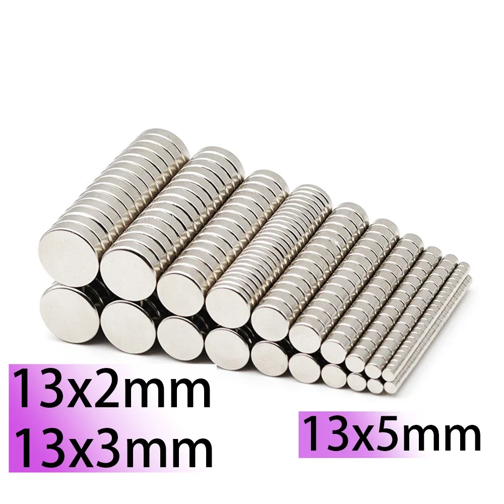 N35 13x2mm 13×3 13×5 Magnet Superpower Neodymium Nickle Coating Strong Search Magnetic Scooter Electric Fridge Motor Generator