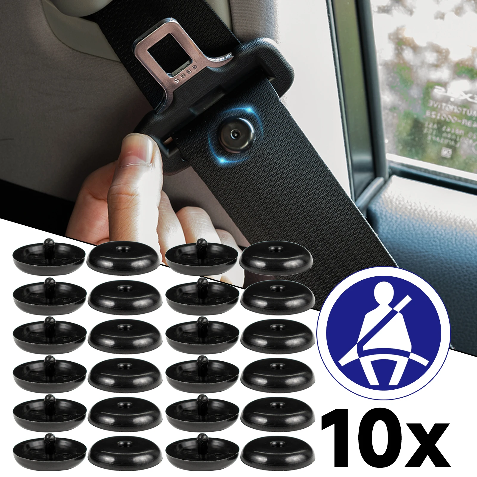 10xCarSeatBeltStopButtonClipsFastenerRetainerSeatbeltAdjuster