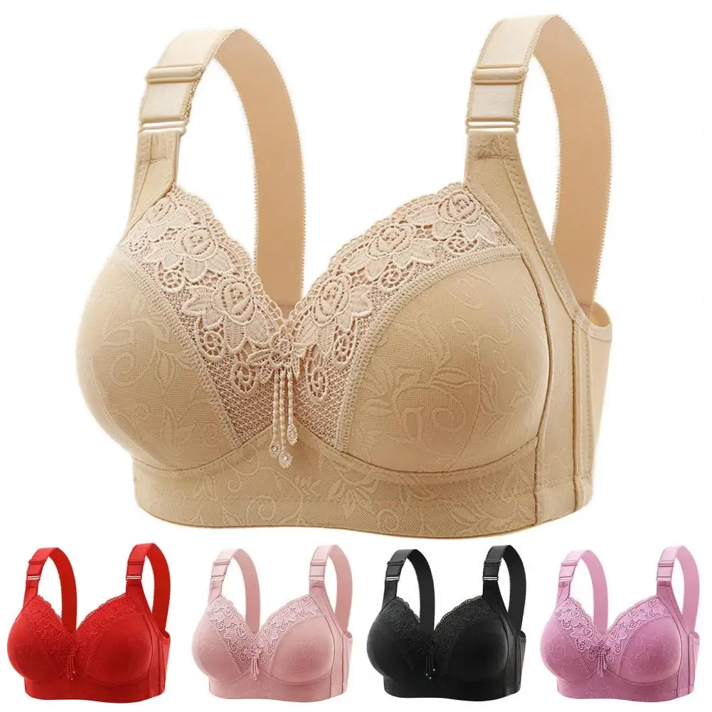 

Women Lace Push-up Bra Wireless Push-up Lace Bra for Large Size Women Luxury Non-steel Ring Bra with Side Fold for Big