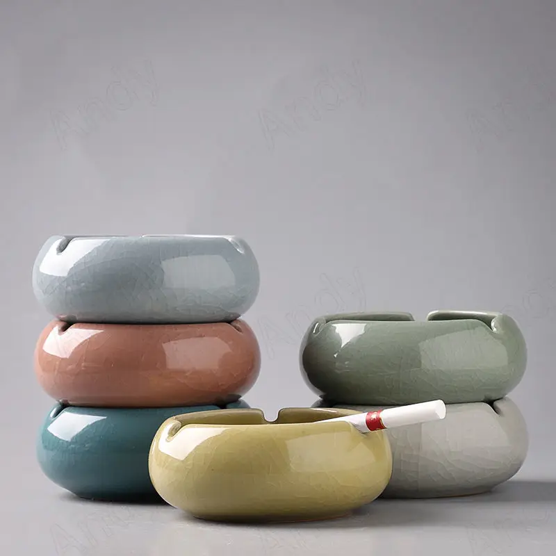 Ceramic Ashtray Creative Ceramic Ashtray Handmade Ice Crack Decorative Modern Hotel Ash Tray Living Room Desktop Simple Ashtrays Home Decoration