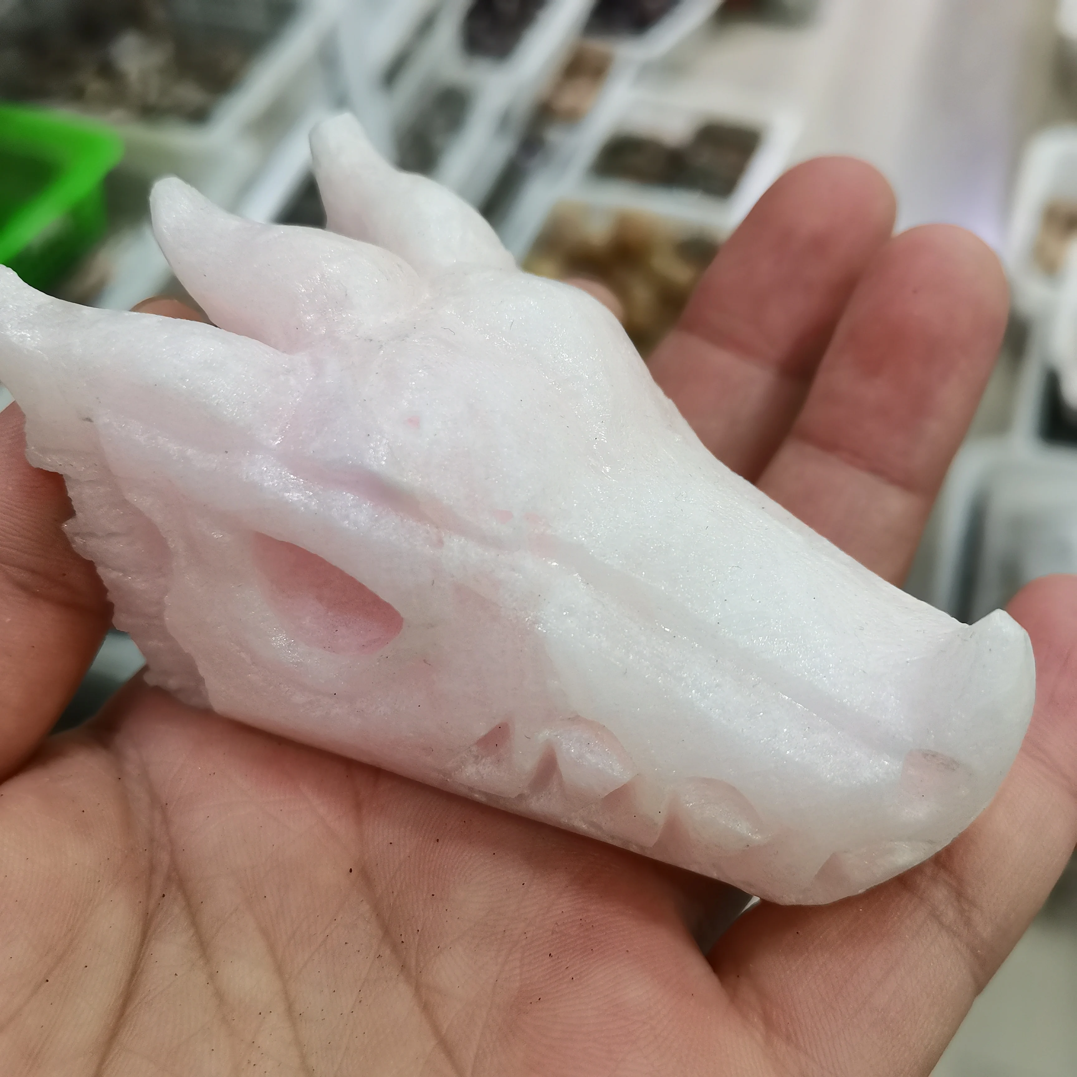 

Natural Quartz Crystal Energy, Pink Vein, Aragonite Carving, Reiki, Dragon Head, Meditation, Chakra, Home Decoration, Healing