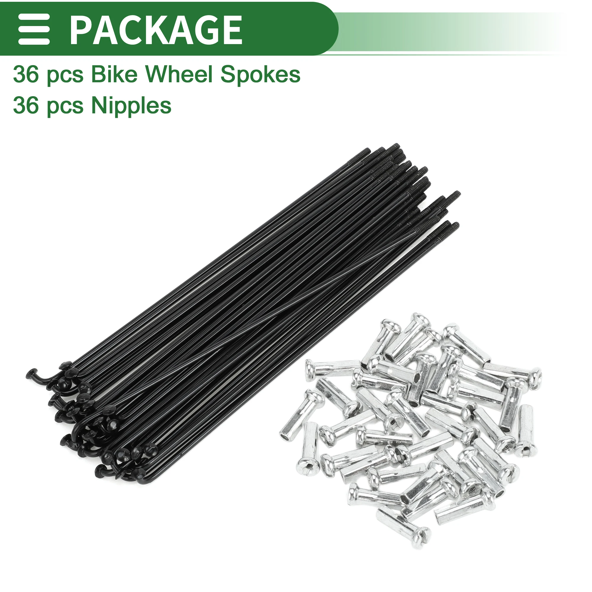 Bicycle Spokes 36pcs 14G 125mm 135mm 138mm 171mm 177mm 185mm 202mm 205mm 209mm Carbon Steel Black X autohaux