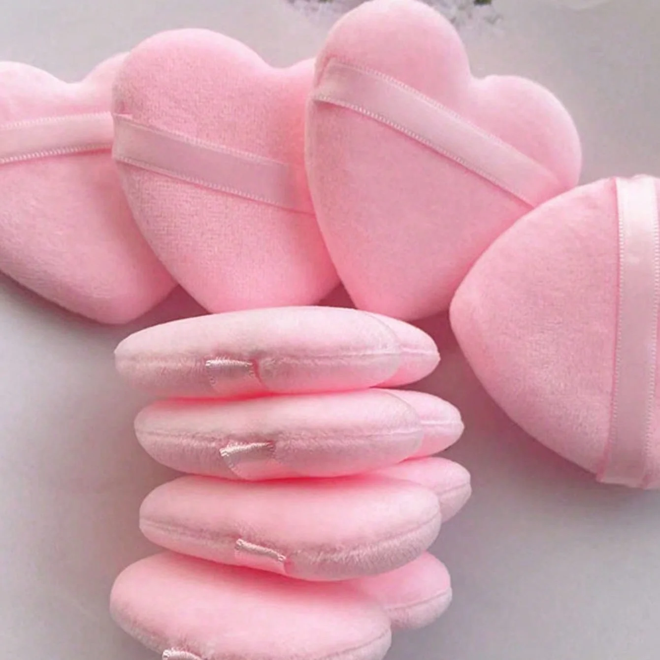 8pcs Heart-Shaped Makeup Sponge Puff,  Soft Crystal Velvet, Foam, Soft And Skin-Friendly Makeup, Portable Makeup Tool 4