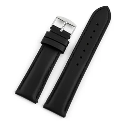 Vintage Genuine Leather Watchband - Green Gray Blue Replacement Wristband - 22mm (Black)