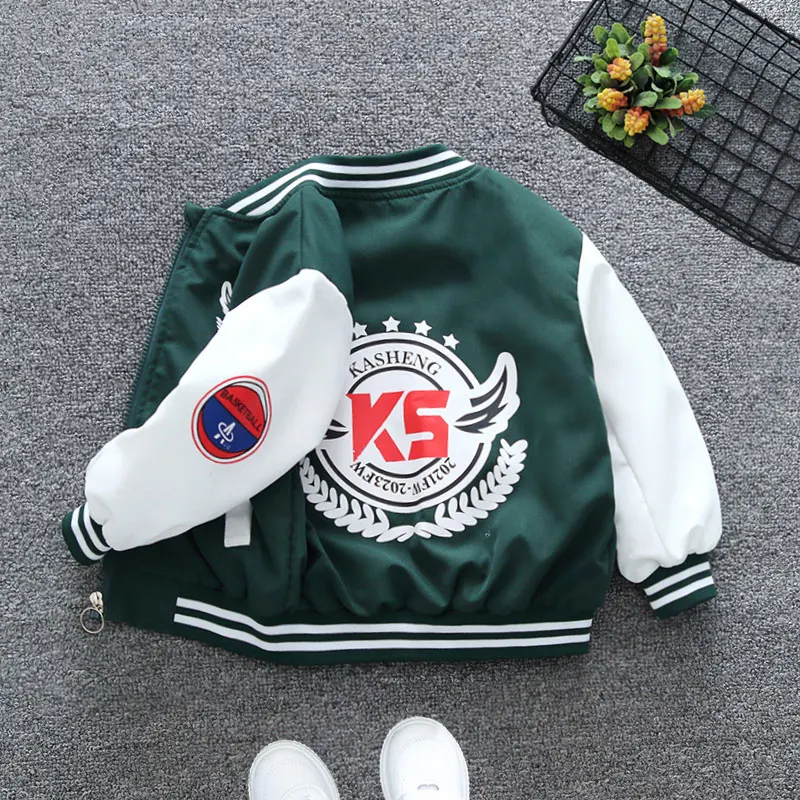 2 12 Years Old Baseball Boys Cool Coat Letter Zipper Jacket for Kids