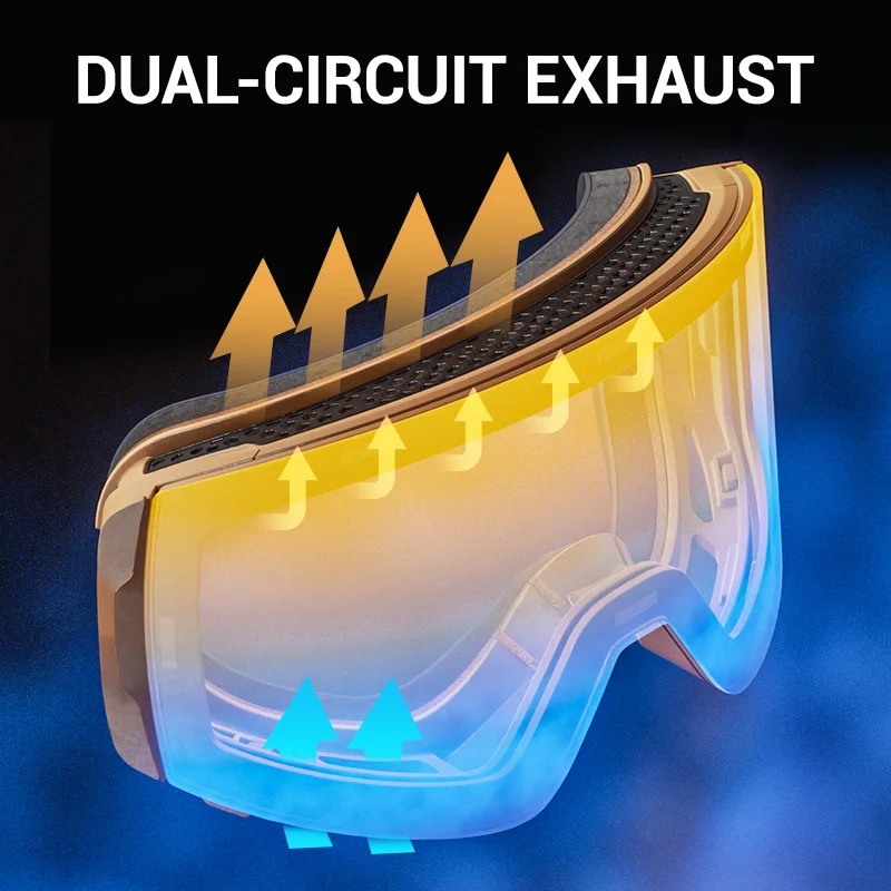 KAPVOE New Winter Photochromic Ski Goggles Double Magnet Adsorpt Layers UV400 Anti-fog Coatings Snowmobile Snowboard Skiing 5