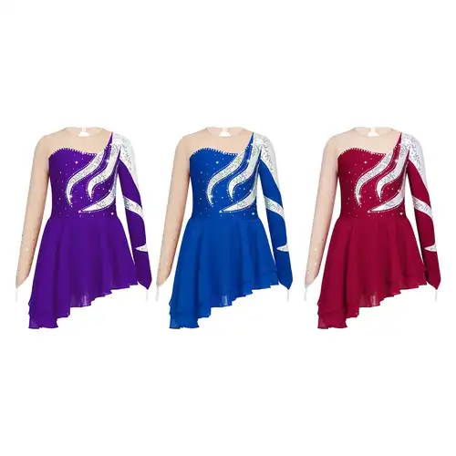 Kids Girls Sequins Ballet Gymnastics Leotard Mesh Splice Chiffon Figure Skating Dress Ice Skating Clothes Ballerina Costumes - Image 3