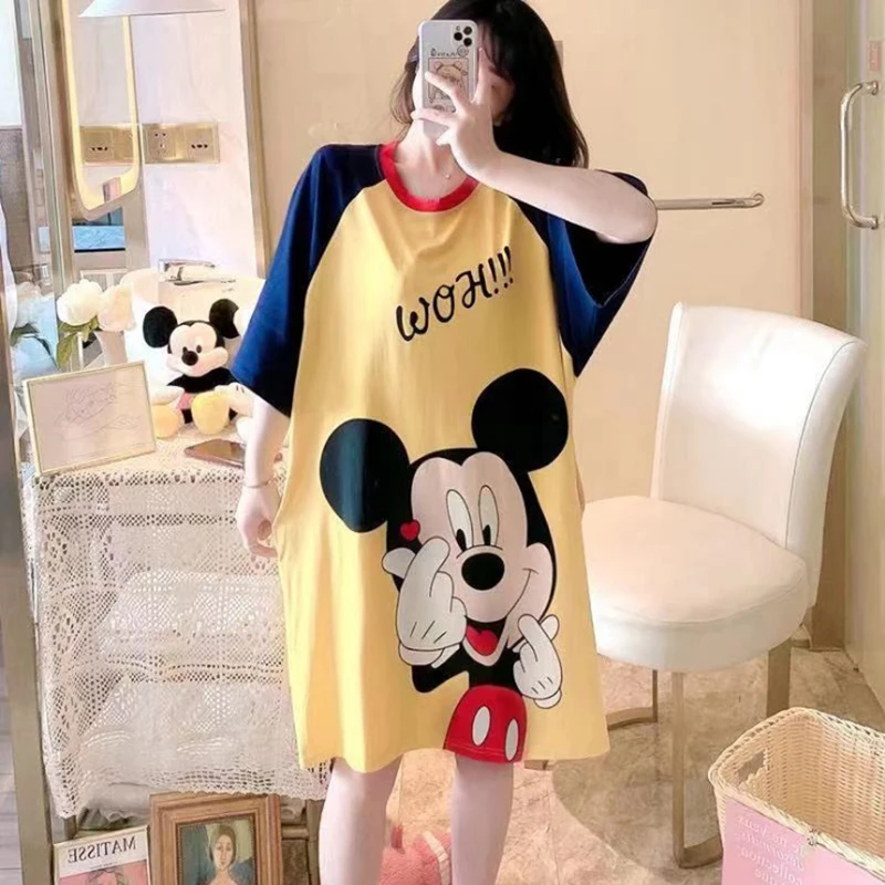 Kawaii Disney Kids Nightdress Cute Donald&Daisy Duck Mickey&Minnie Mouse Cartoon Pajamas Summer Short Sleeve Dress Homewear Gift