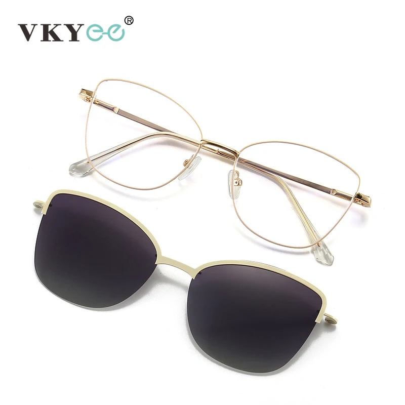 VICKY New Fashion Cat Eye Polarized Sunglasses Magnetic Clip-On Myopia Optical Glasses Customizable Prescription 7015 - Image 5