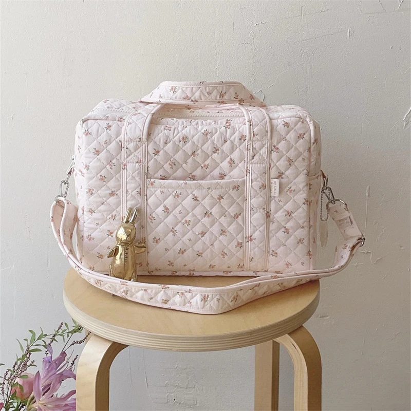 Korean Mommy Bag Pure Cotton Quilted Floral Portable Mother and Baby Bag Going Out Lightweight Multi-functional Diaper Bags