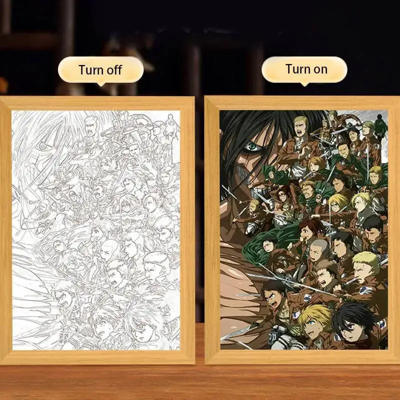 ITOMUN Luce notturna 3D in acrilico 3D a forma di anime Eren Yeager Jaeger, Manga, Shingeki, per ragazzi e fan, lampada a LED giocattolo per la decorazione della camera dei bambini, 16