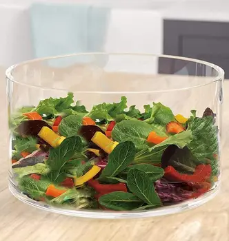 Large Clear Glass Salad Bowl, Microwave & Dishwasher Safe, 100oz for Mixing and Serving 1