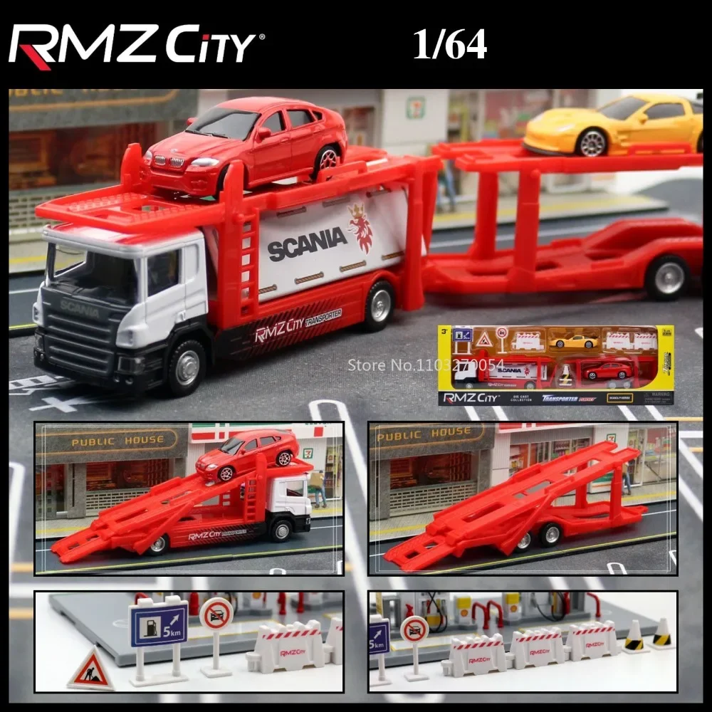 1/64 Scania Truck Toy Model Car Simulation Traffic Sign