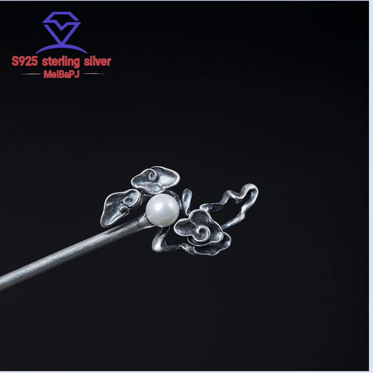 

MeiBapJ S925 New Pure Silver Xiangyun Chasing the Moon Women Hair Stick Exquisite Fashion Party Wedding Jewelry Gift