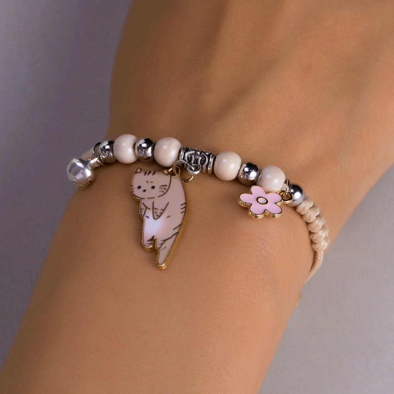 Koreanisches Niedliches Cartoon-Tier Katze Gänseblümchen Anhänger Armband für Frauen Kinder 2024 Mode Charm Freundschaftsarmbänder Schmuck – Detail 13