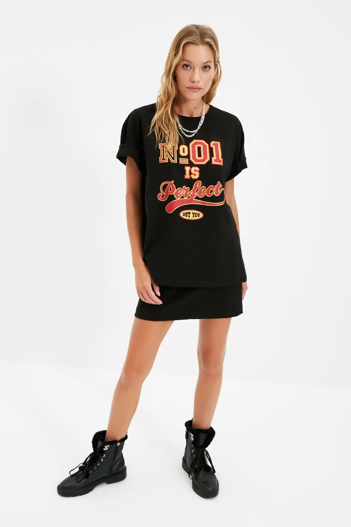 Трикотажная футболка с принтом бойфренд TWOAW22TS0009 | Женская одежда