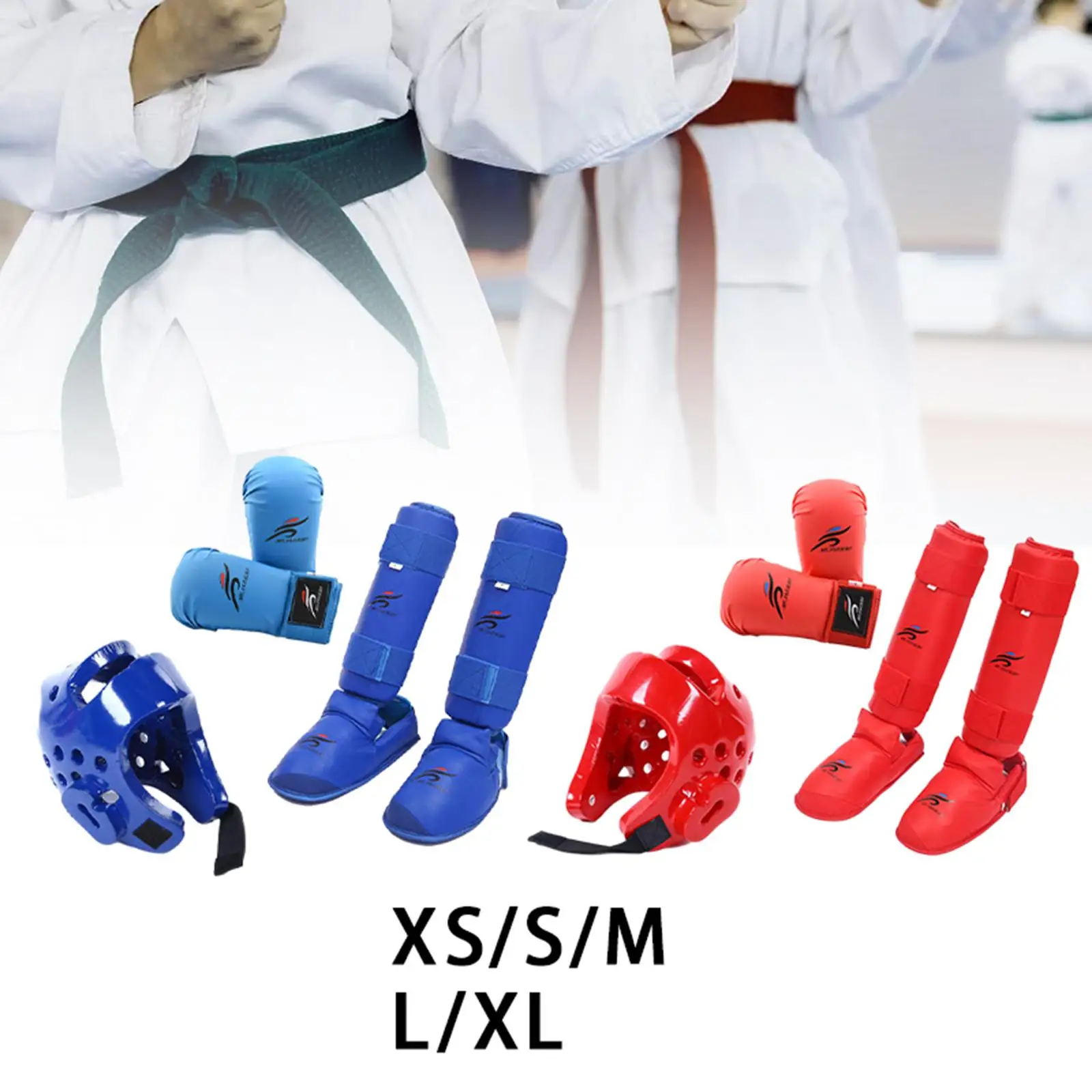 Karate Sparring Gear Set Training with Shin Guards for Kickboxing Sanda Mma