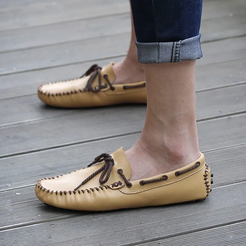 Casual Shoes Leather Shoes Men Autumn British Style Loafers Low Cut Lacing