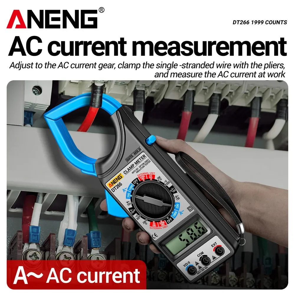 ANENG DT266 클램프 미터 AC 1000A 앰프 멀티미터 2000MOhm 저항 테스터 1999 카운트 LCD 전기 기술자 가정용 DIY 수리 도구 키트