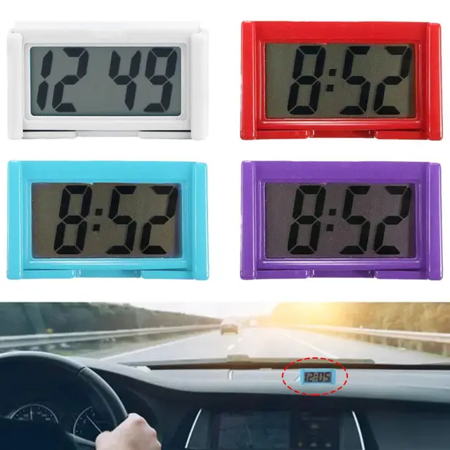 Car Dashboard Digital Clock Mini LCD Time Date Display Office Self-Adhesive Home Decoration Desktop Accessories Car Clock A X3O2