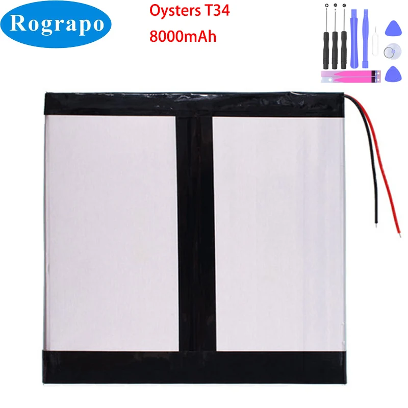 Nuova Batteria Per Tablet Pc Da 3.8V 8000Mah Per Ostriche T34 + Strumento Gratuito